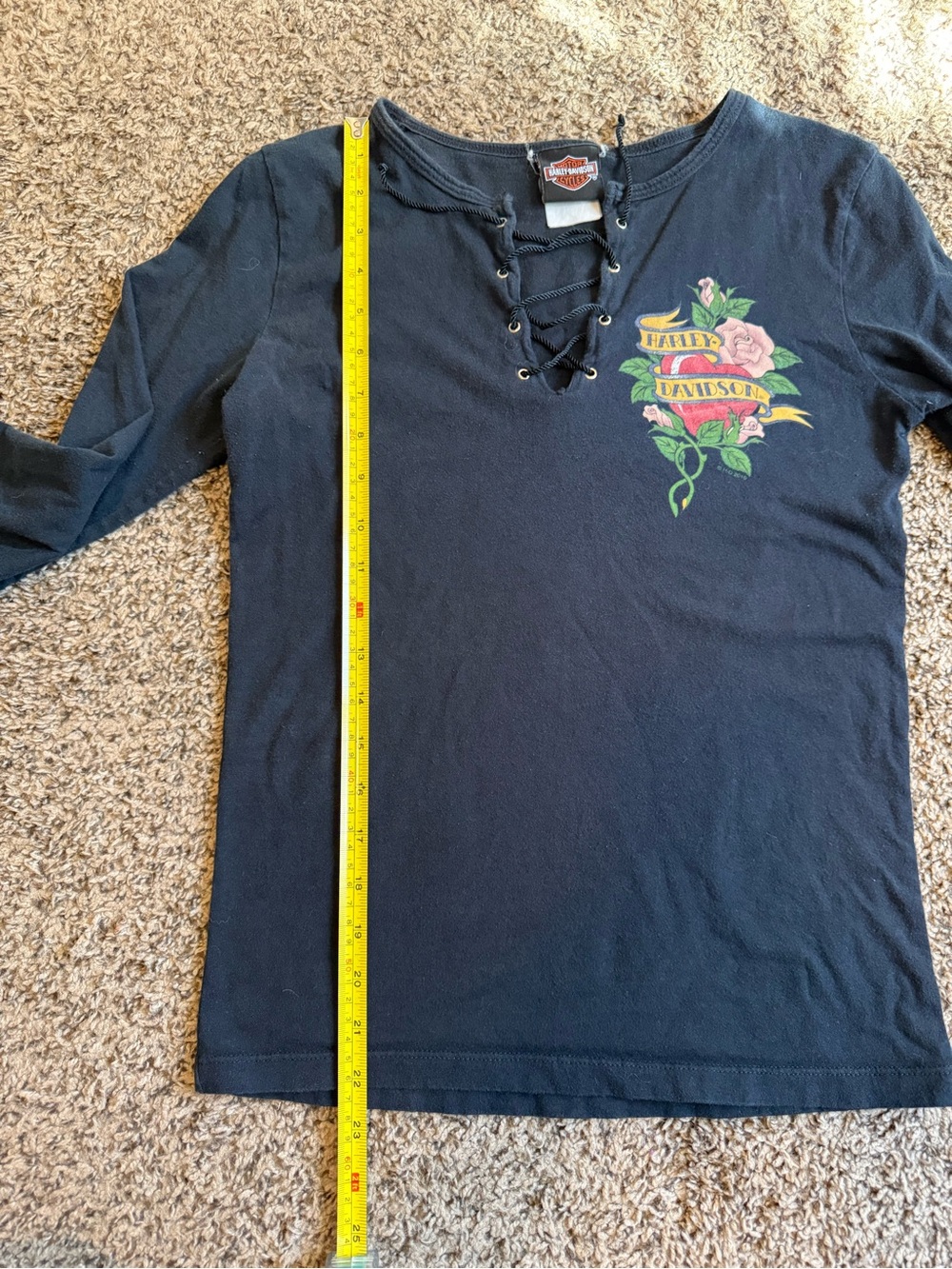 Harley-Davidson Black Lace-Up Long Sleeve Top - Picture 4 of 5